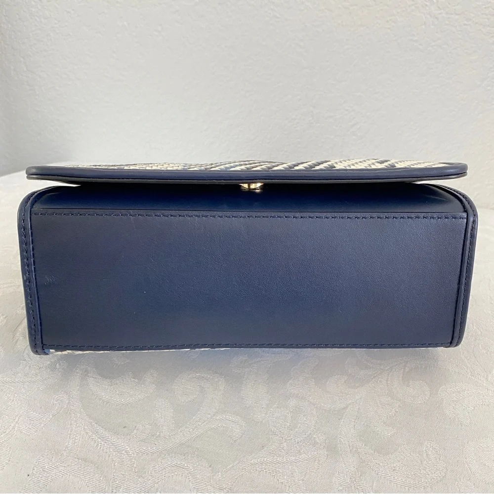 Tory Burch navy woven chain strap bag